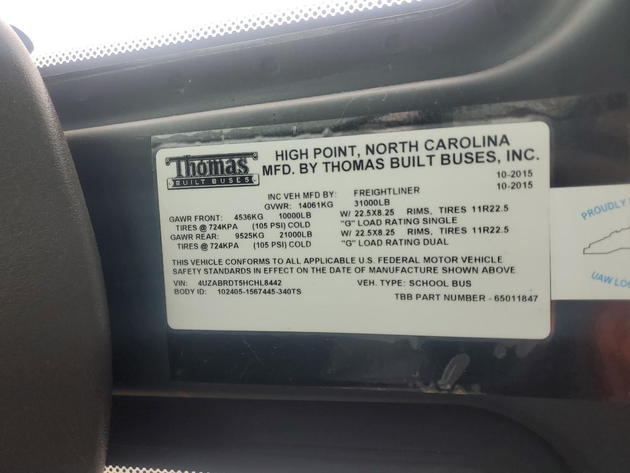 2017 Freightliner 2017 Thomas Built School Bus