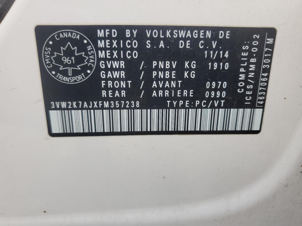 2015 Volkswagen Jetta Base