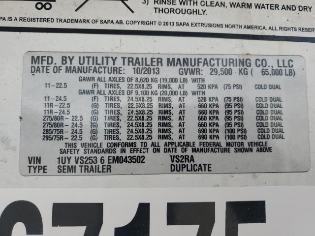 2014 Utility VS2RA Refrigerated Van Trailer
