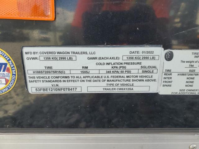 2022 Covered Wagon Cw6x12sa Enclosed Cargo Trailer