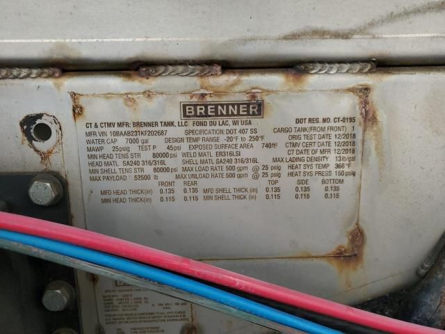 2019 Brenner Tank Trailer