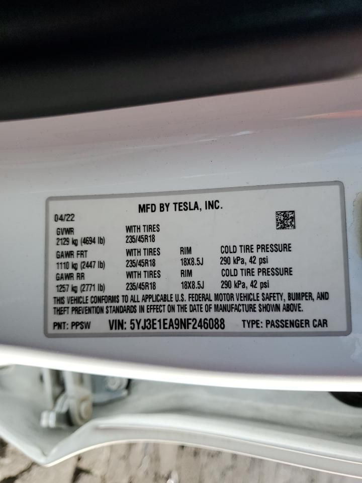 2022 Tesla Model 3