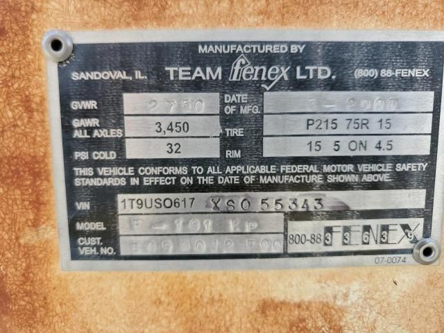 2000 Team Fenex F-101KP Manhole Support Trailer