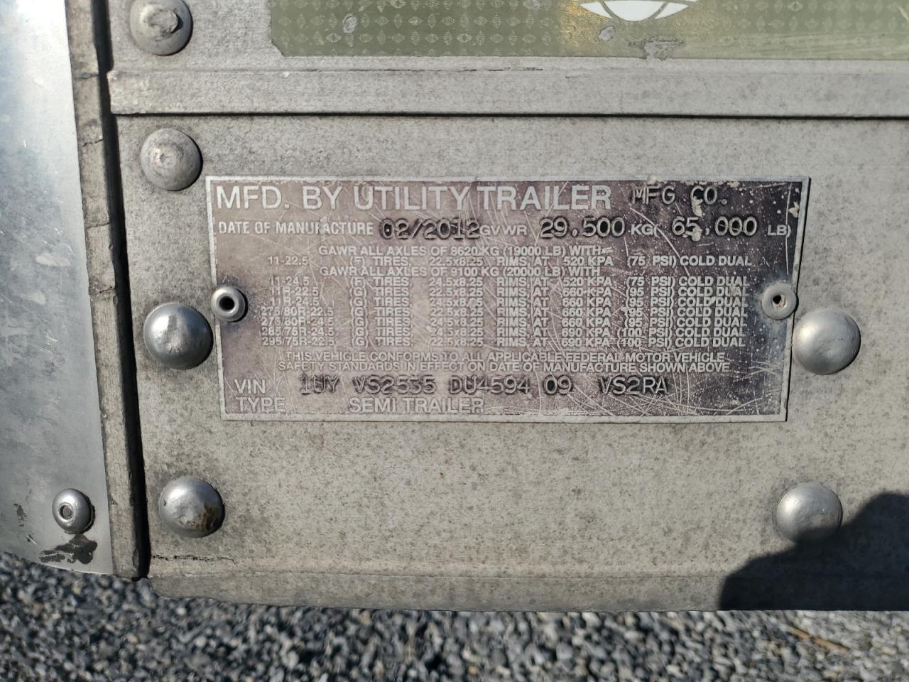 2013 Utility VS2RA Refrigerated Van Trailer