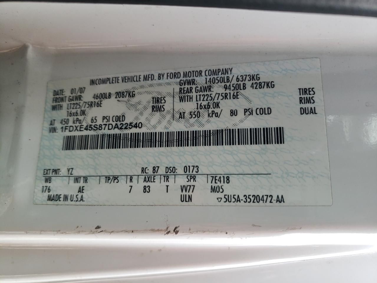 2007 Ford E450 Delivery Truck