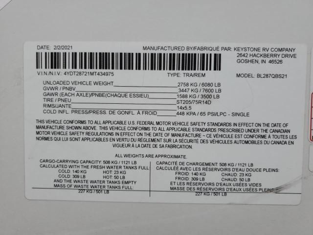 2021 Keystone Bullet-RV