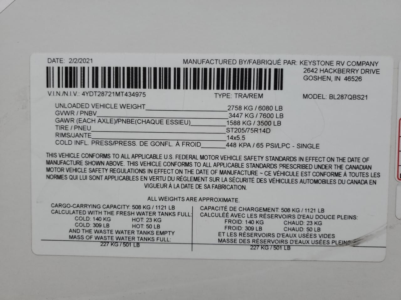 2021 Keystone Bullet-RV