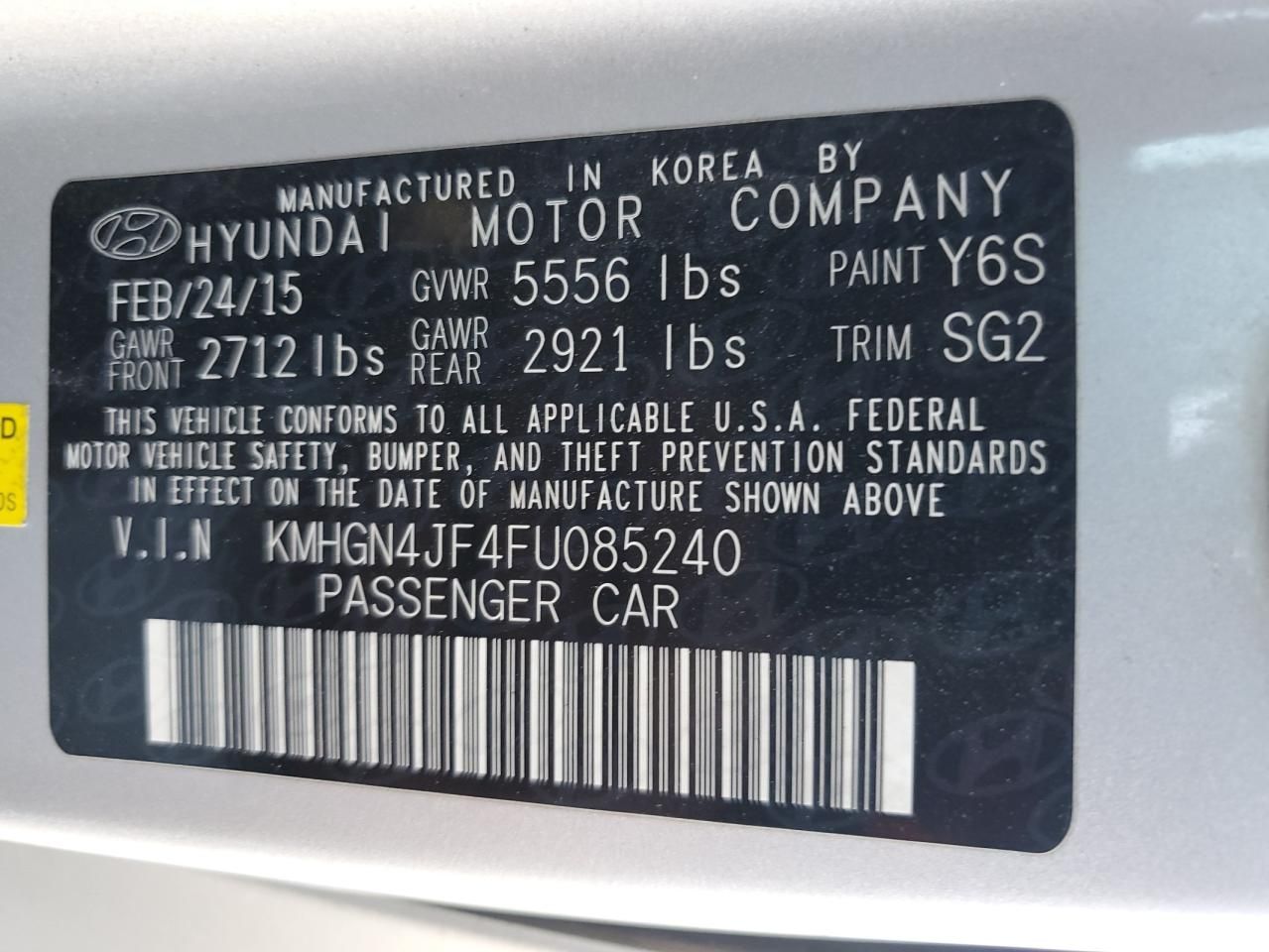 2015 Hyundai Genesis 5.0l