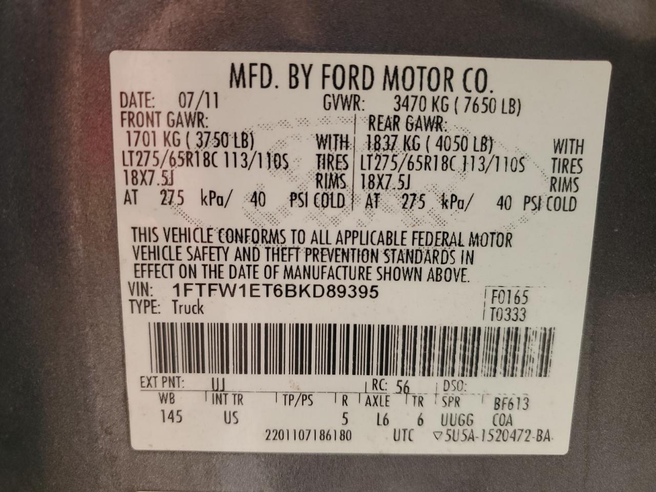 2011 Ford F150 Supercrew