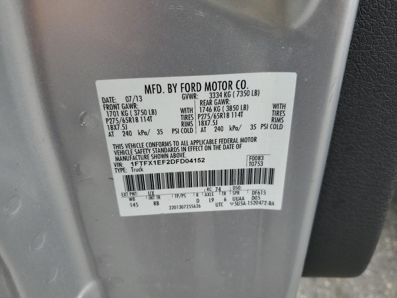 2013 Ford F150 Super cab