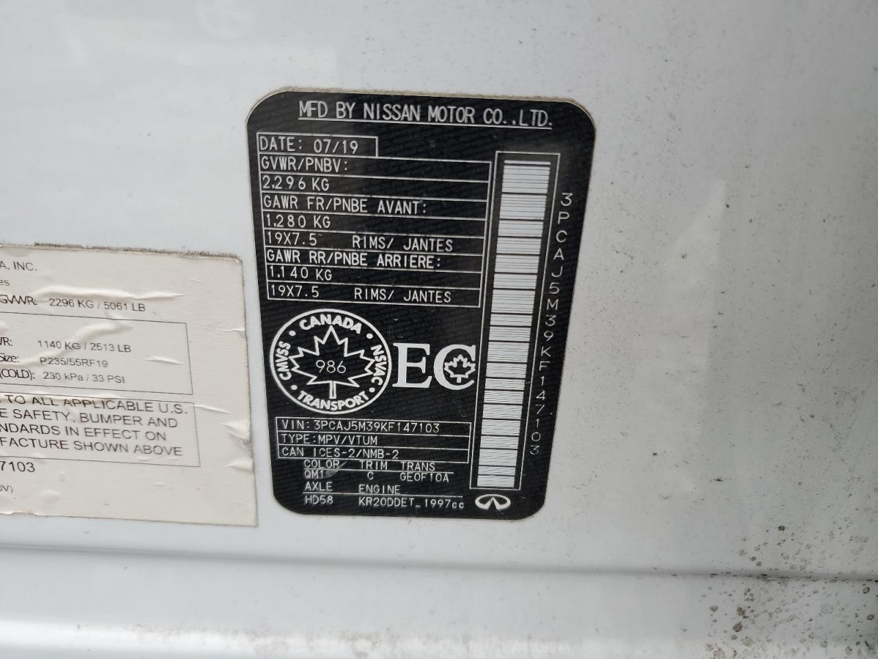 2019 Infinity Qx50 Essential