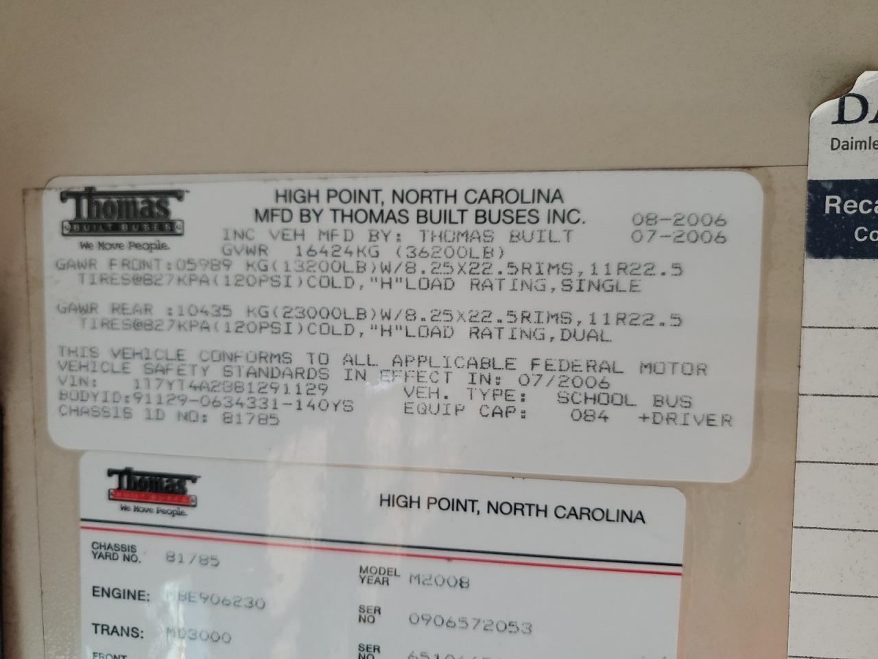 2008 Thomas Built School Bus