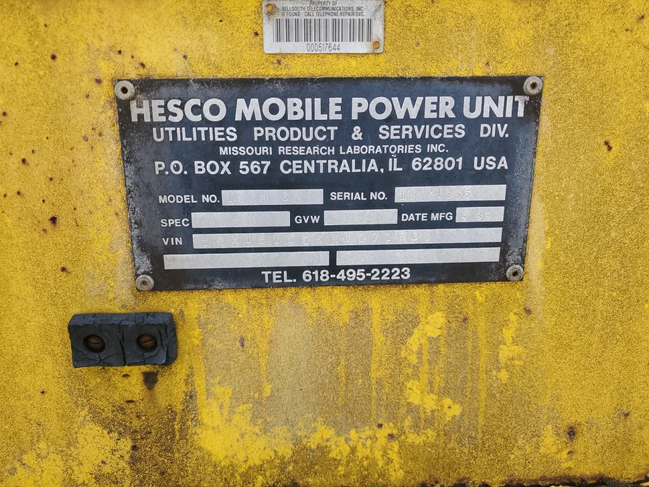 1989 Hesc O 1500 3A Mobile Power Unit