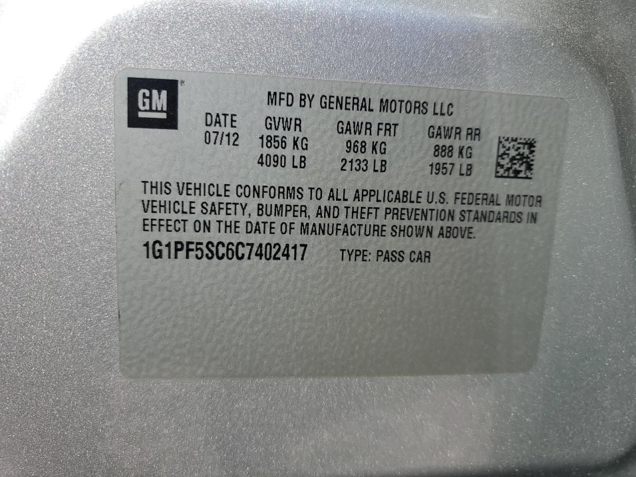 2012 Chevrolet Cruze lt