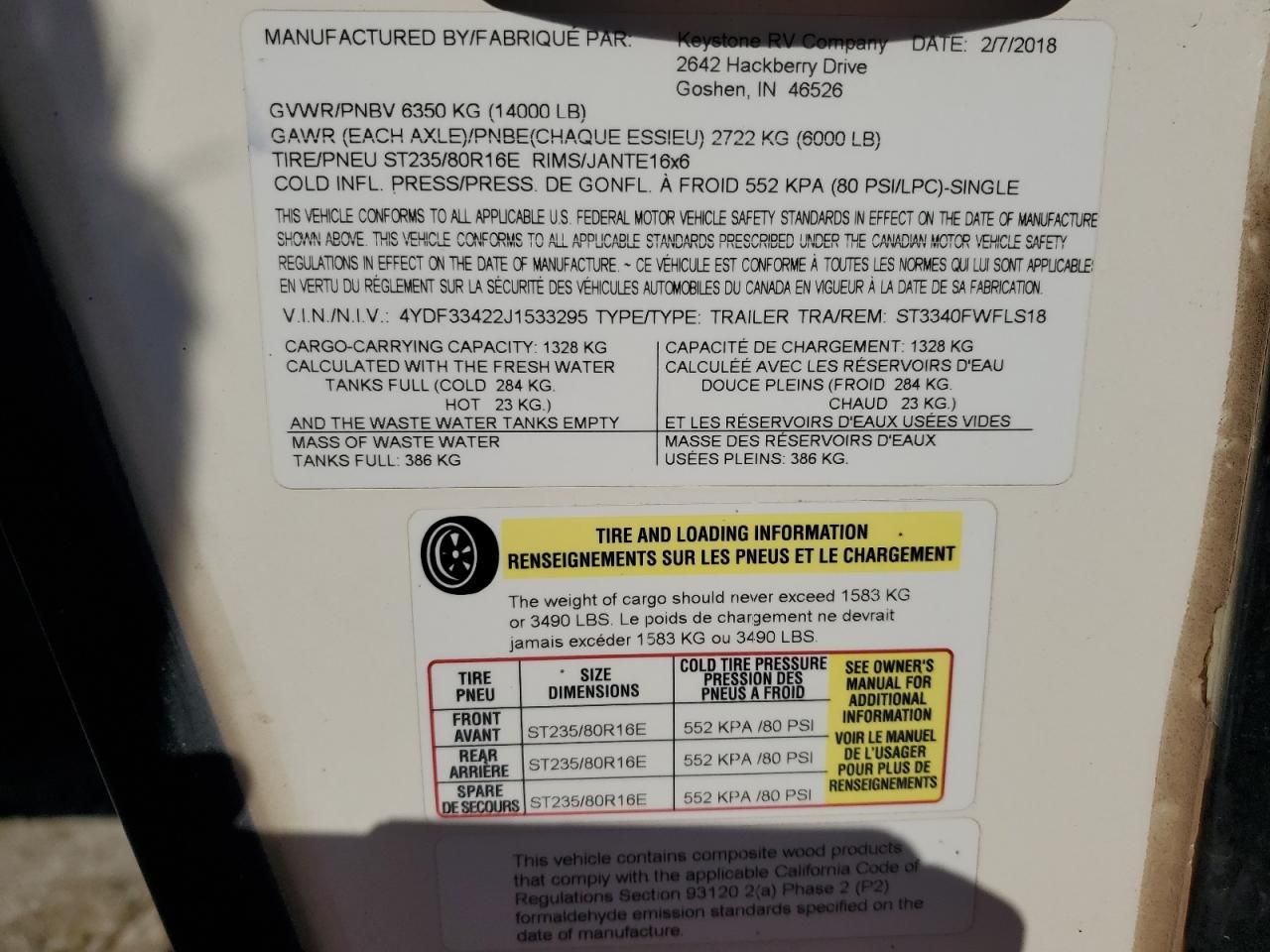 2018 Keystone Trailer