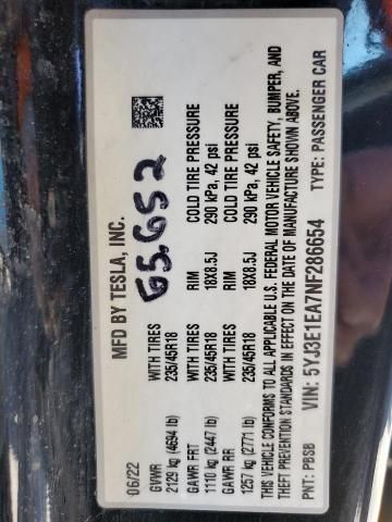 2022 Tesla Model 3