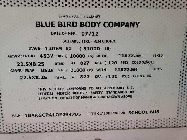 2013 Blubird 2013 Blub Bird BB Conventional School Bus
