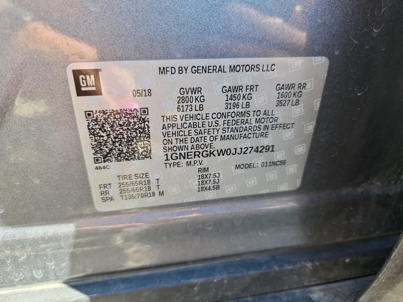 2018 Chev Traverse lt