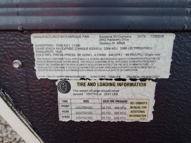 2007 Keystone 2007 Hornet HI31RBDS13-RV