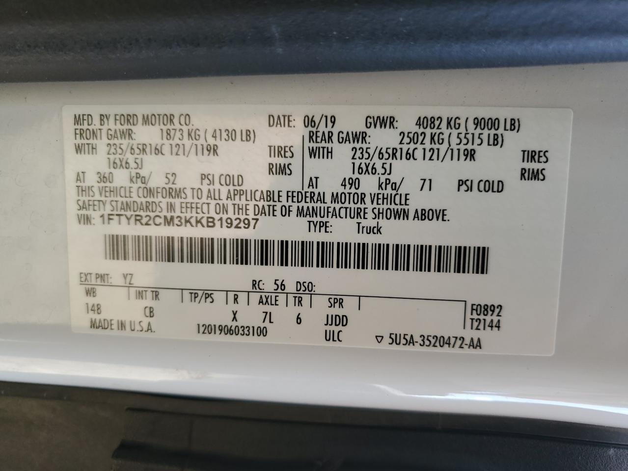 2019 Ford Transit 250 Delivery Van