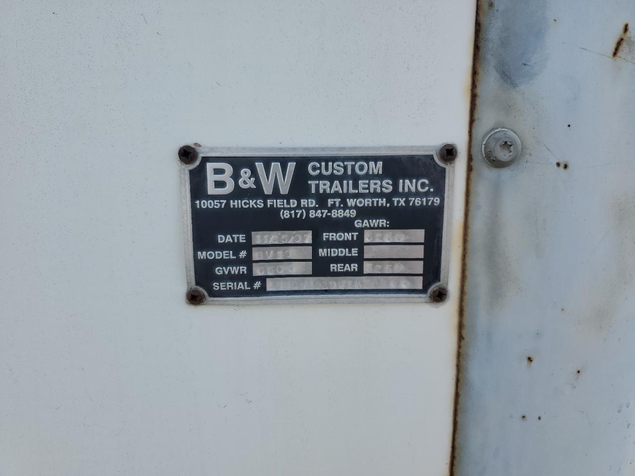 1997 B&W Custom BV19 Fiber Optic Splicing Trailer