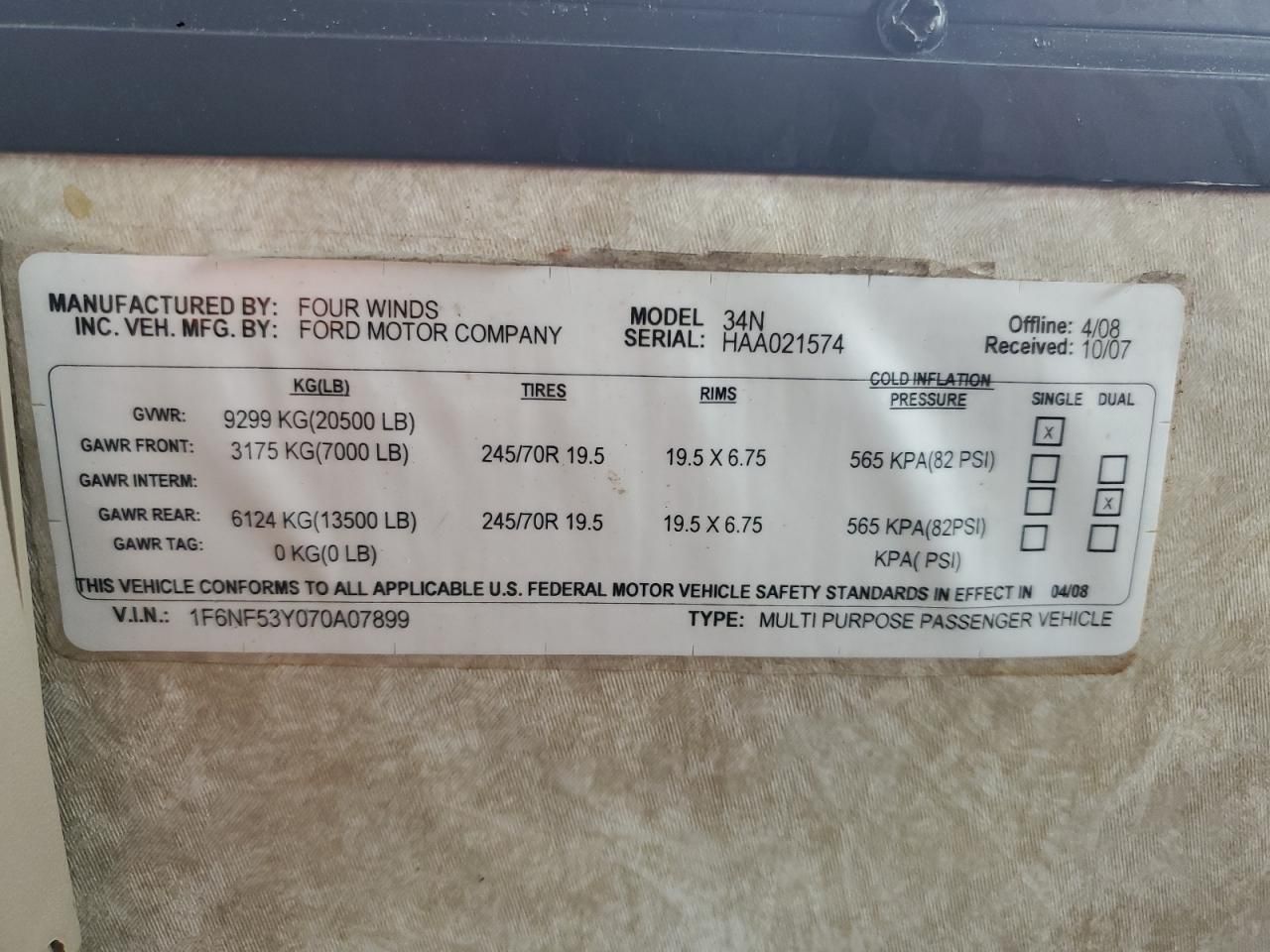 2009 Ford 2009 Four Winds Hurricane-rv