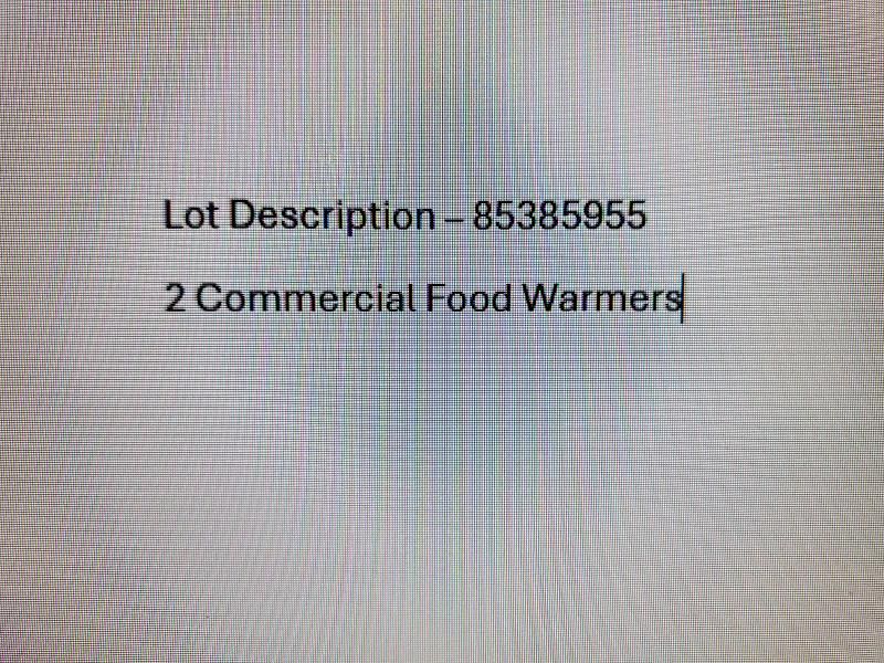 2003 Other 2 Commercial Food Warmers-Machine Shop Tools AND
