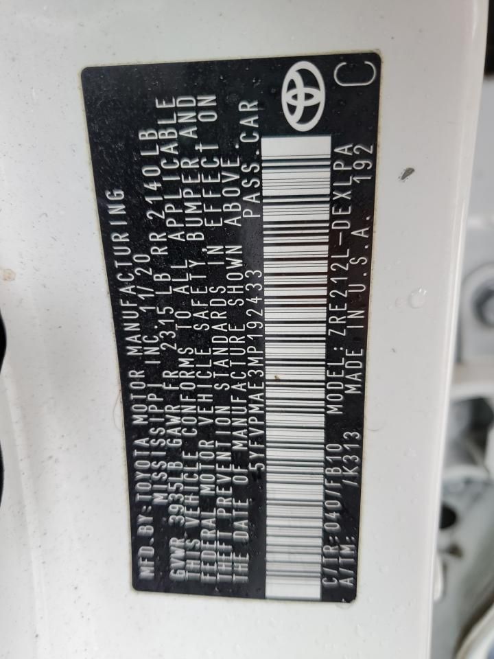 2021 Toyota Corolla le