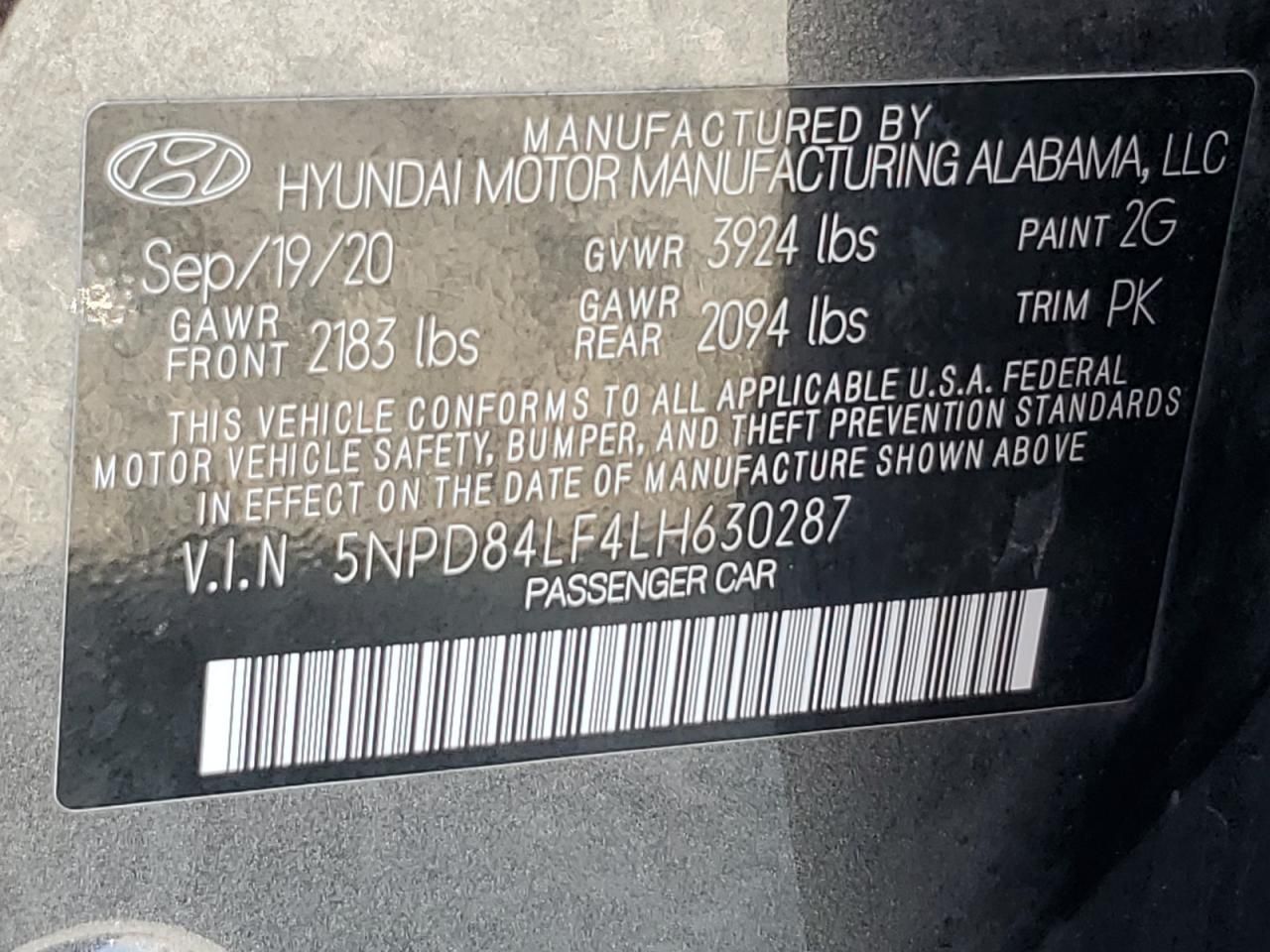 2020 Hyundai Elantra sel