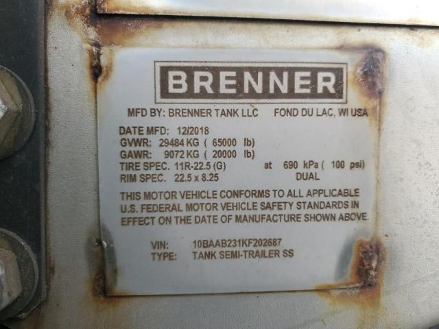 2019 Brenner Tank Trailer