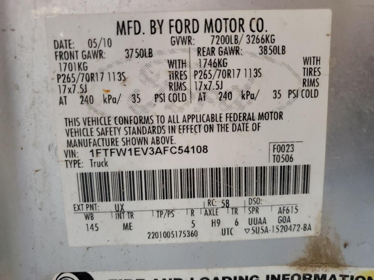 2010 Ford F150 Supercrew