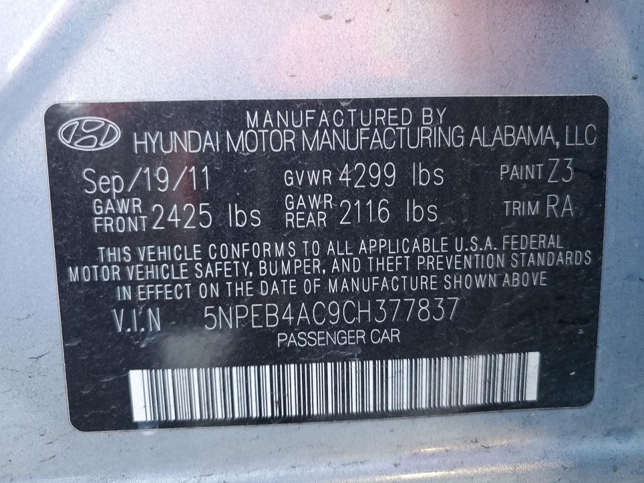 2012 Hyundai Sonata gls