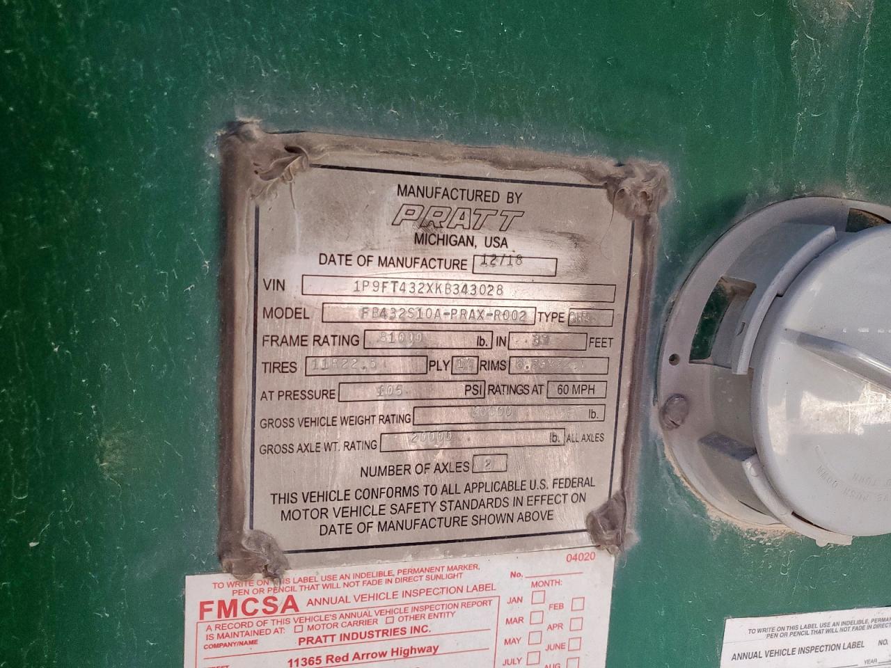 2019 True 2019 Pratt FB432S10A-Prax-R002 Flatbed Trailer