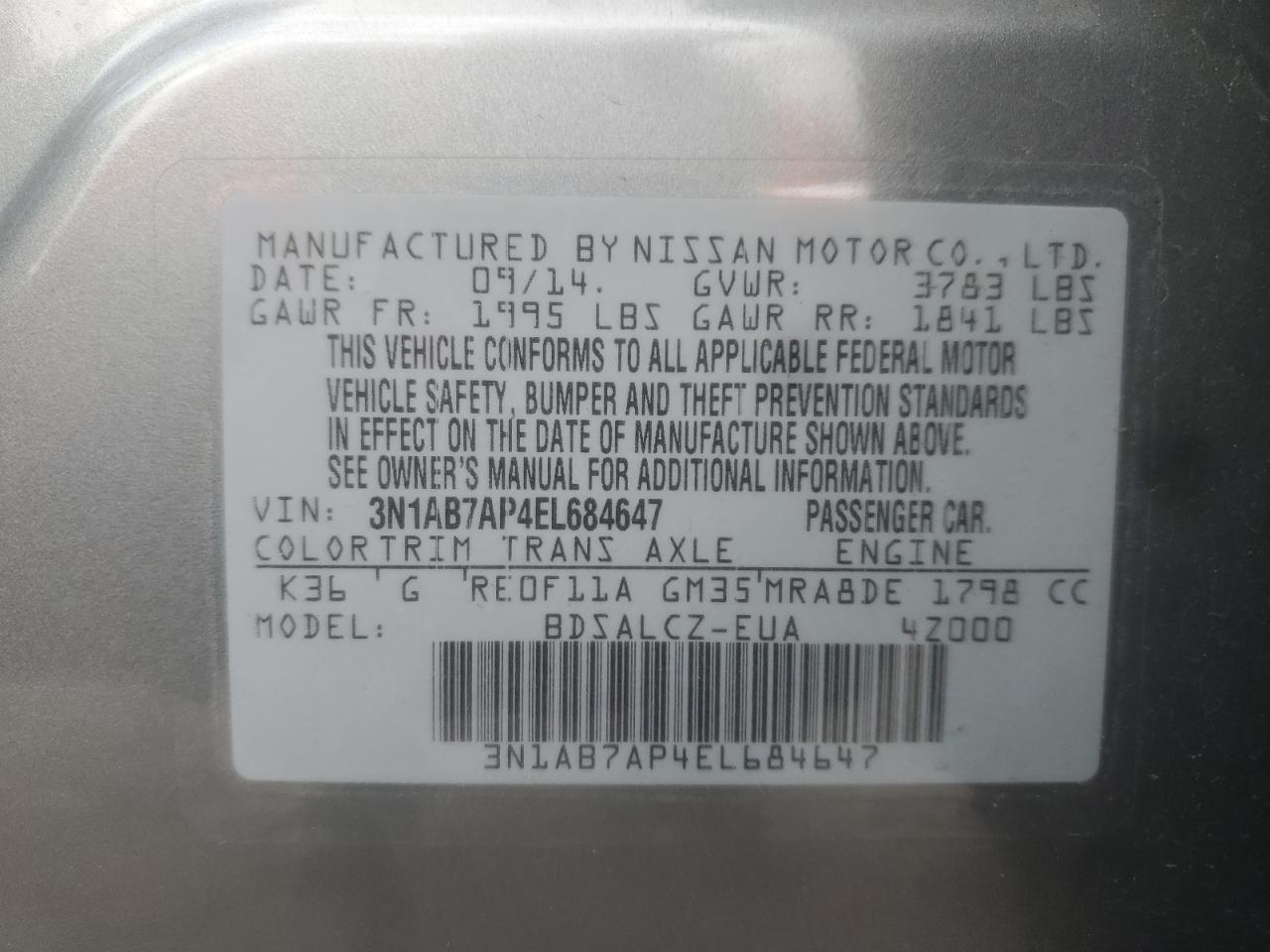 2014 Nissan Sentra s