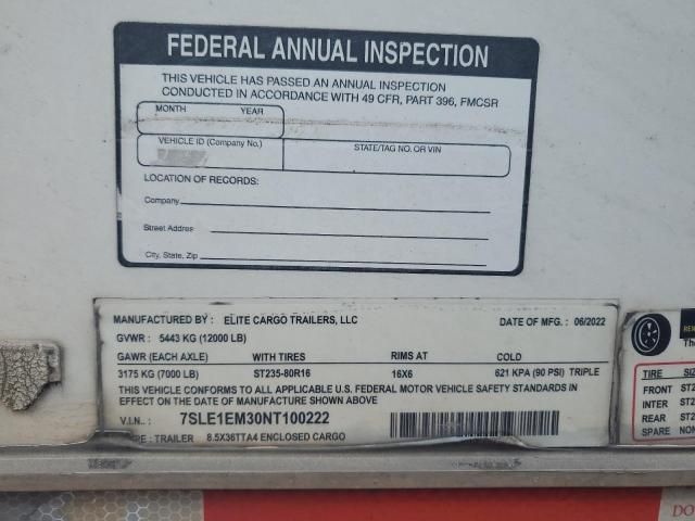 2022 Elite Cargo 8.5X36TTA4 Enclosed Cargo Trailer