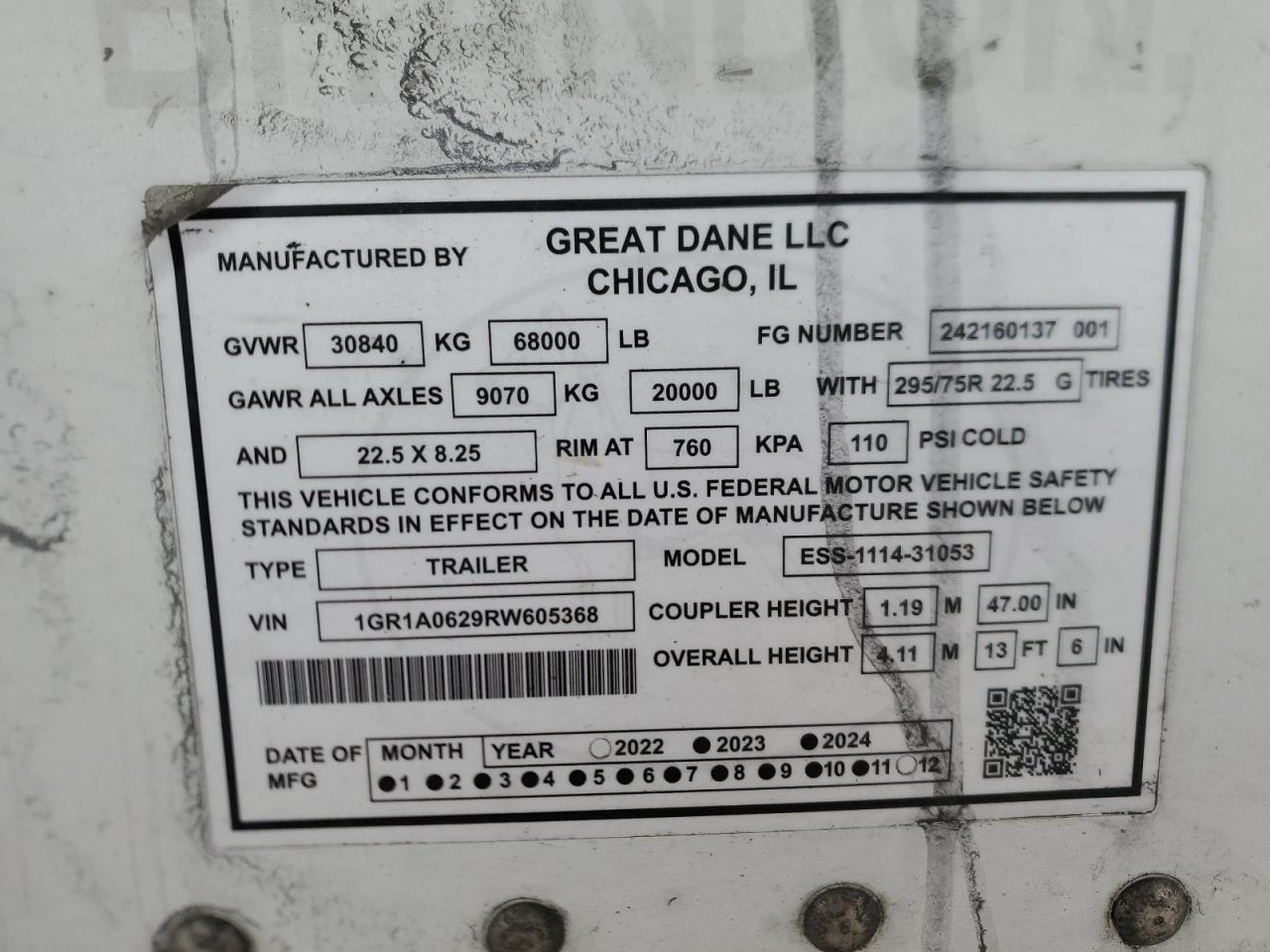 2024 Great Dane ESS-1114-31053 Refrigerated Van Trailer
