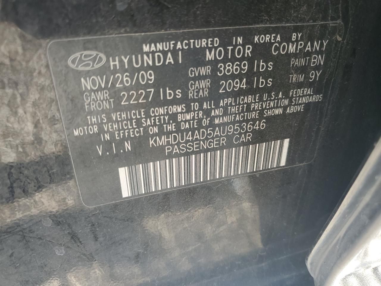 2010 Hyundai Elantra Blue