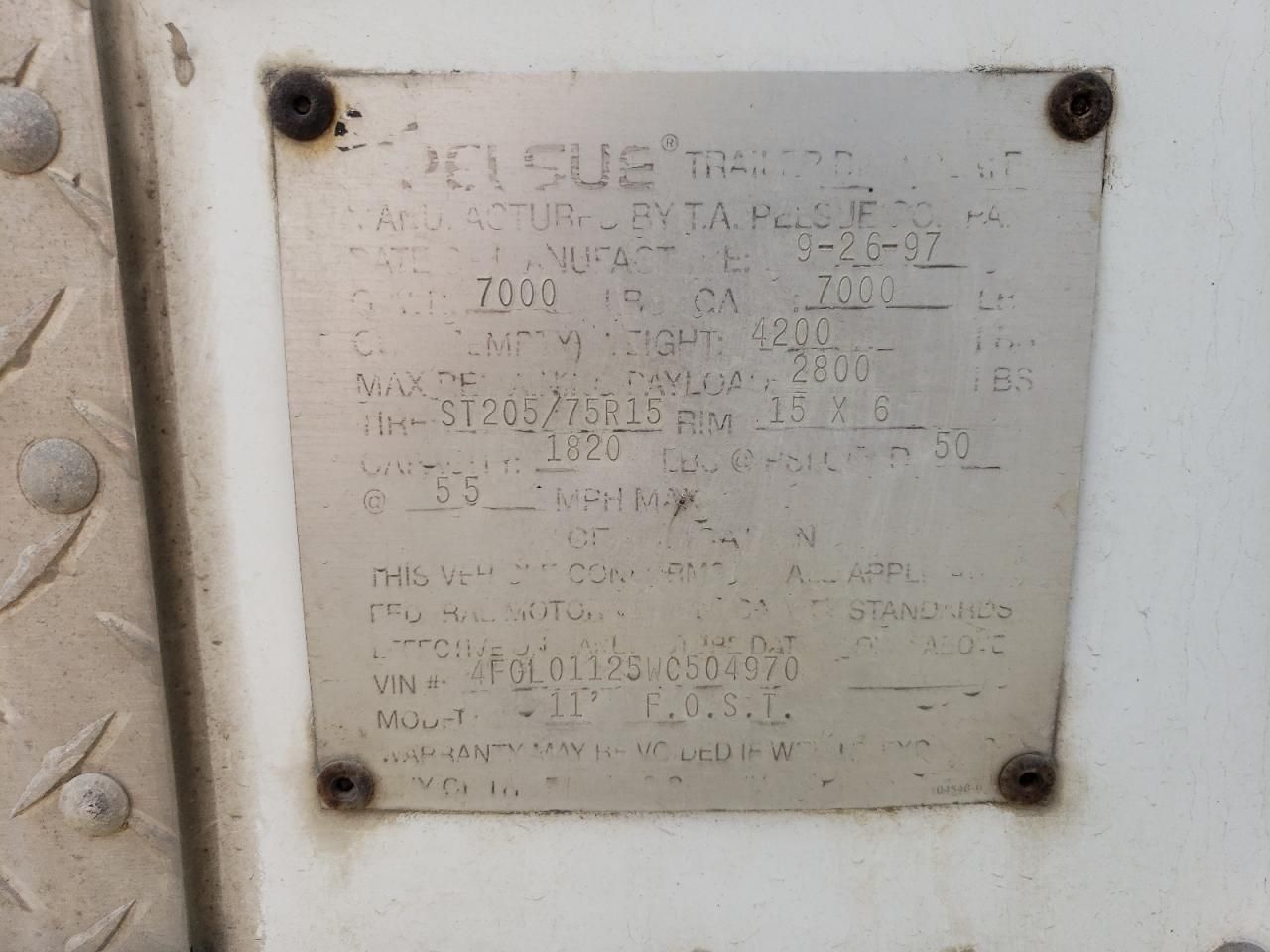 1998 Pelsue Fiber Optic Splicing Trailer