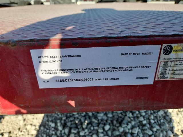 2021 East Texas DH8320062 Equipment Trailer