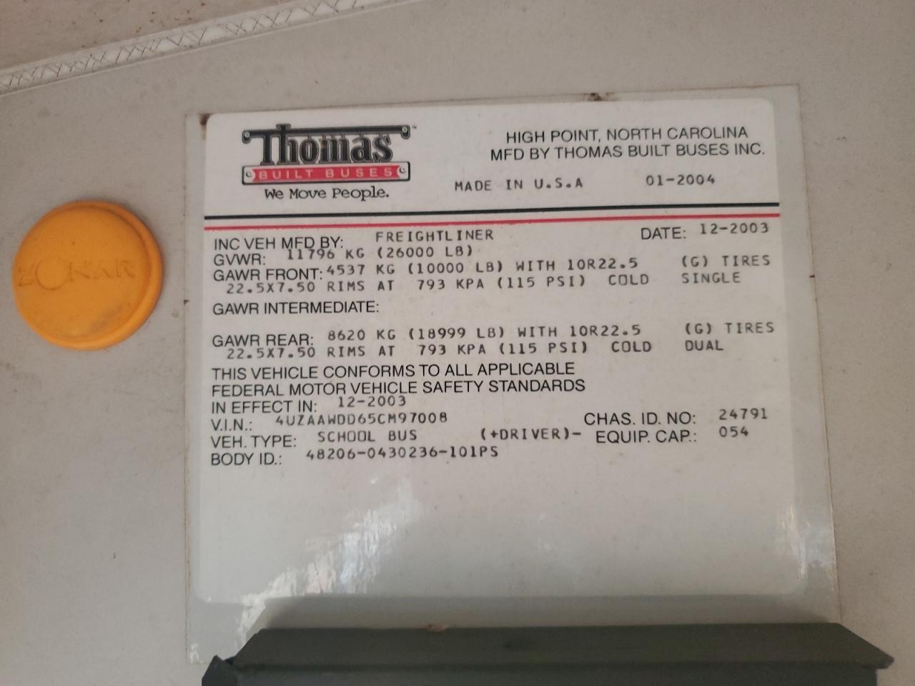 2005 Thomas Built Bus Company 2005 Thomas FS65-School Bus