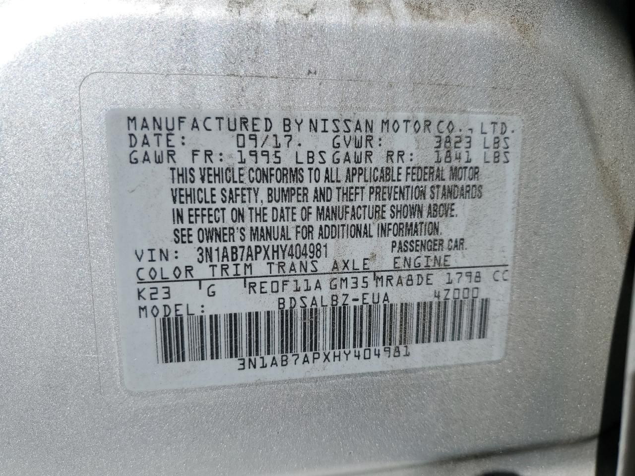 2017 Nissan Sentra s