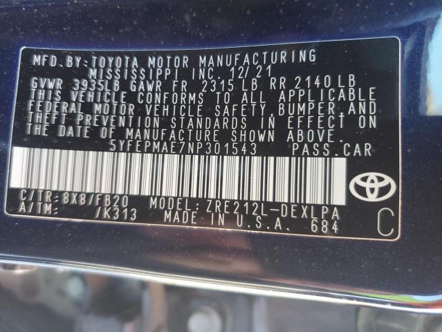 2022 Toyota Corolla le