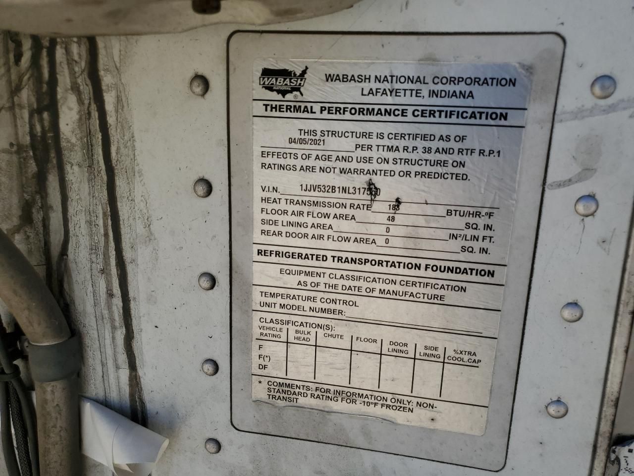 2022 Wabash Rfalhsa Refrigerated Van Trailer