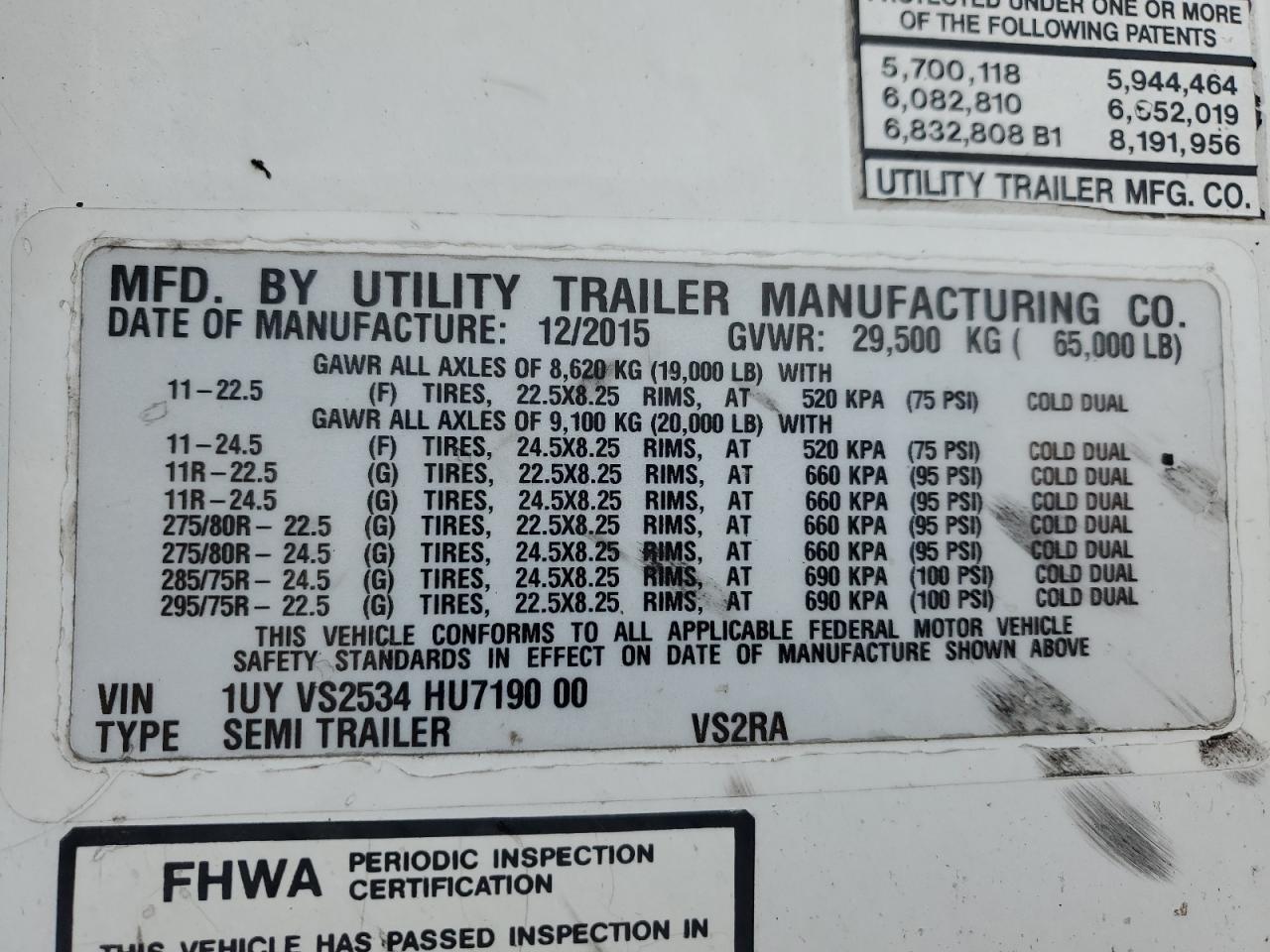 2017 Semi 2017 Utility VS2RA Refrigerated Van Trailer
