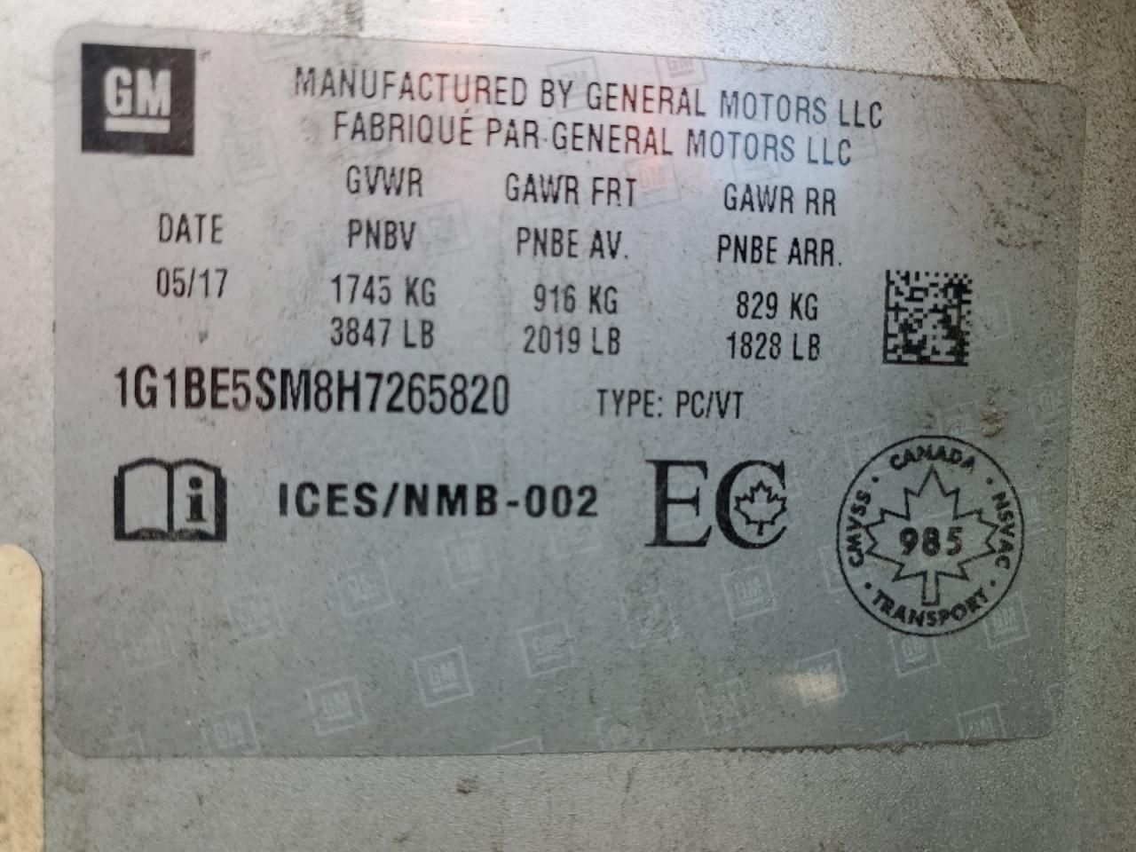 2017 Chevrolet Cruze lt