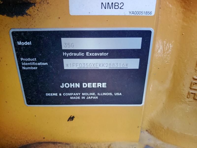 2020 John Deere 35G Mini Excavator
