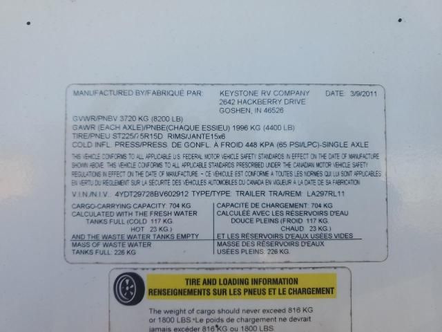2011 Keystone ALL Vehicle Models