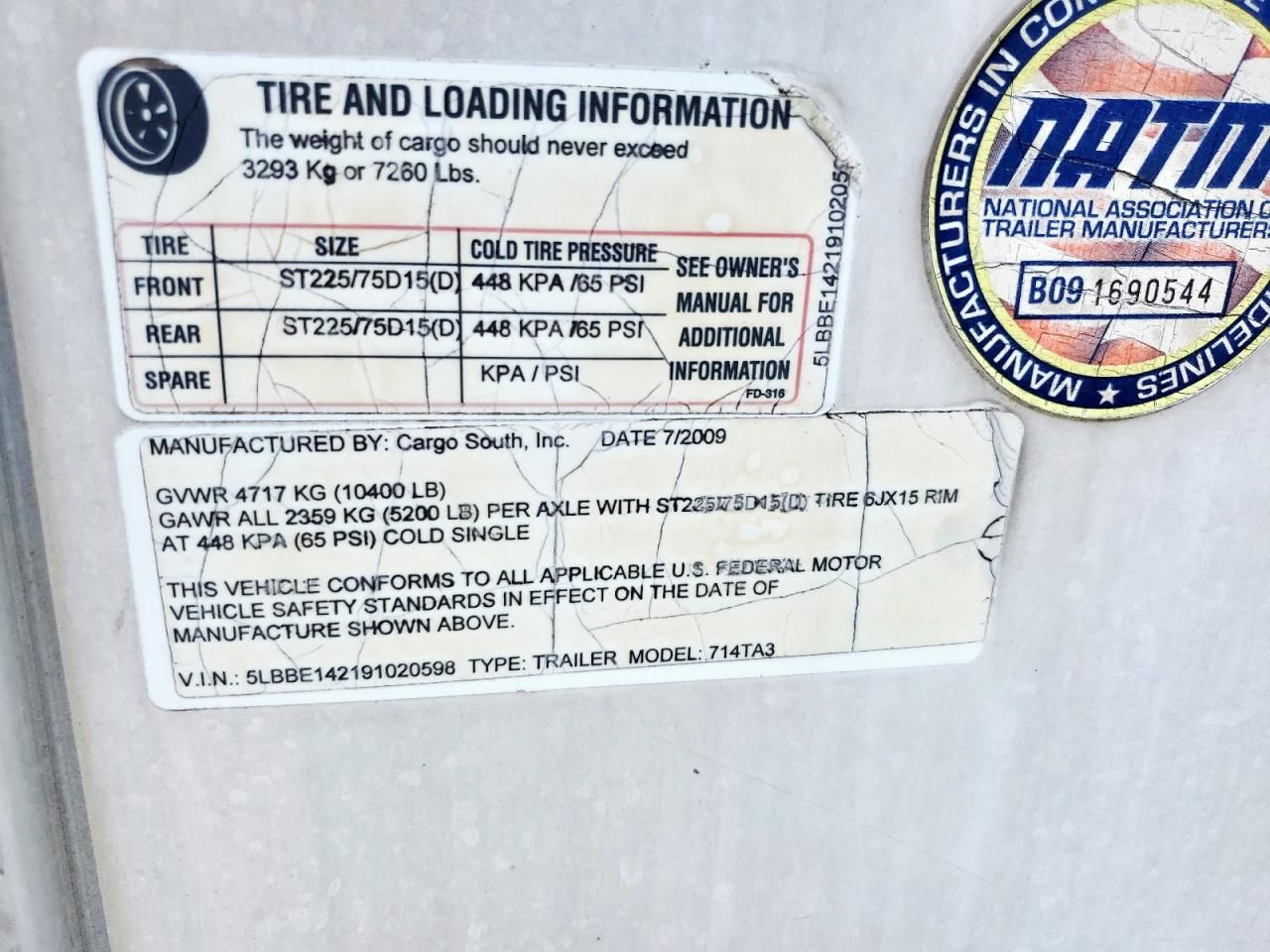 2009 Cargosouth 2009 Cargo South 714TA3 Enclosed Cargo Trailer