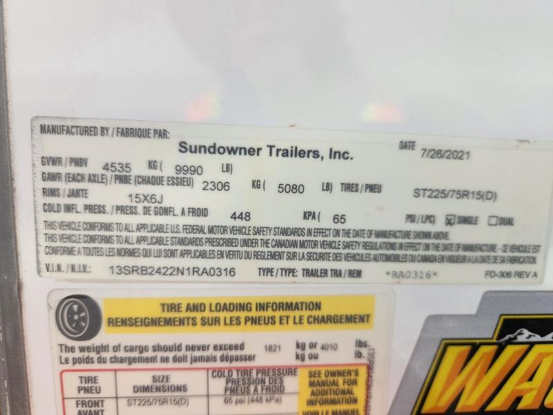 2022 Sundowner FD-306 REV A Enclosed Cargo Trailer