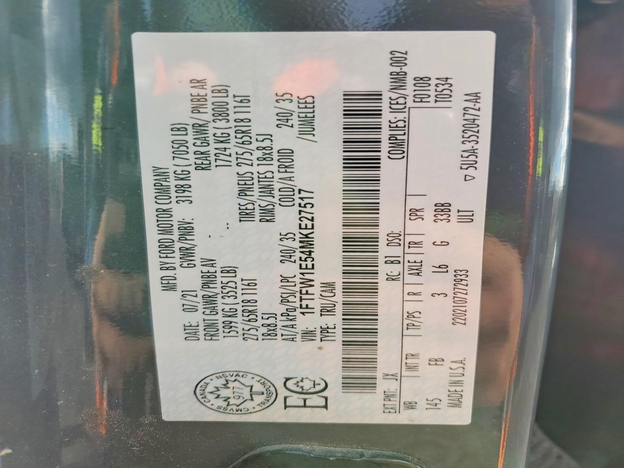 2021 Ford F150 Supercrew